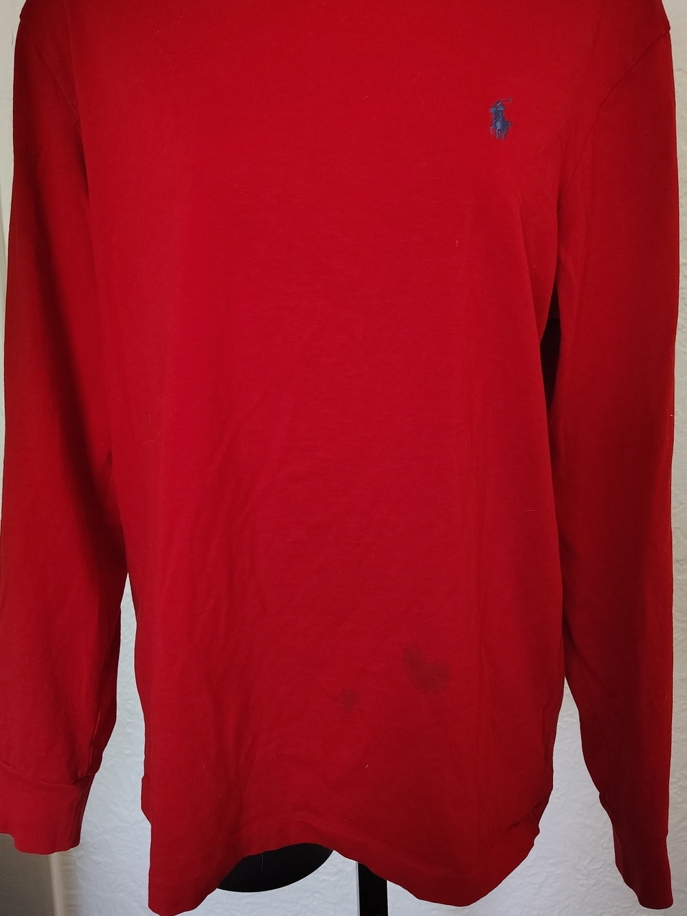 Medium Polo by Ralph Lauren Red Long-Sleeve Crewneck with Navy Pony